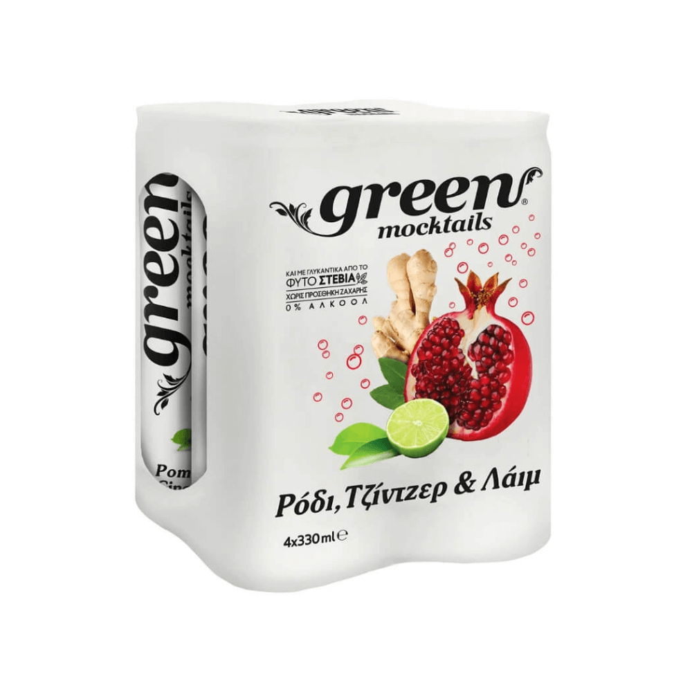 Grüne Mocktails mit Granatapfel, Ingwer und Limette - 4x330ml