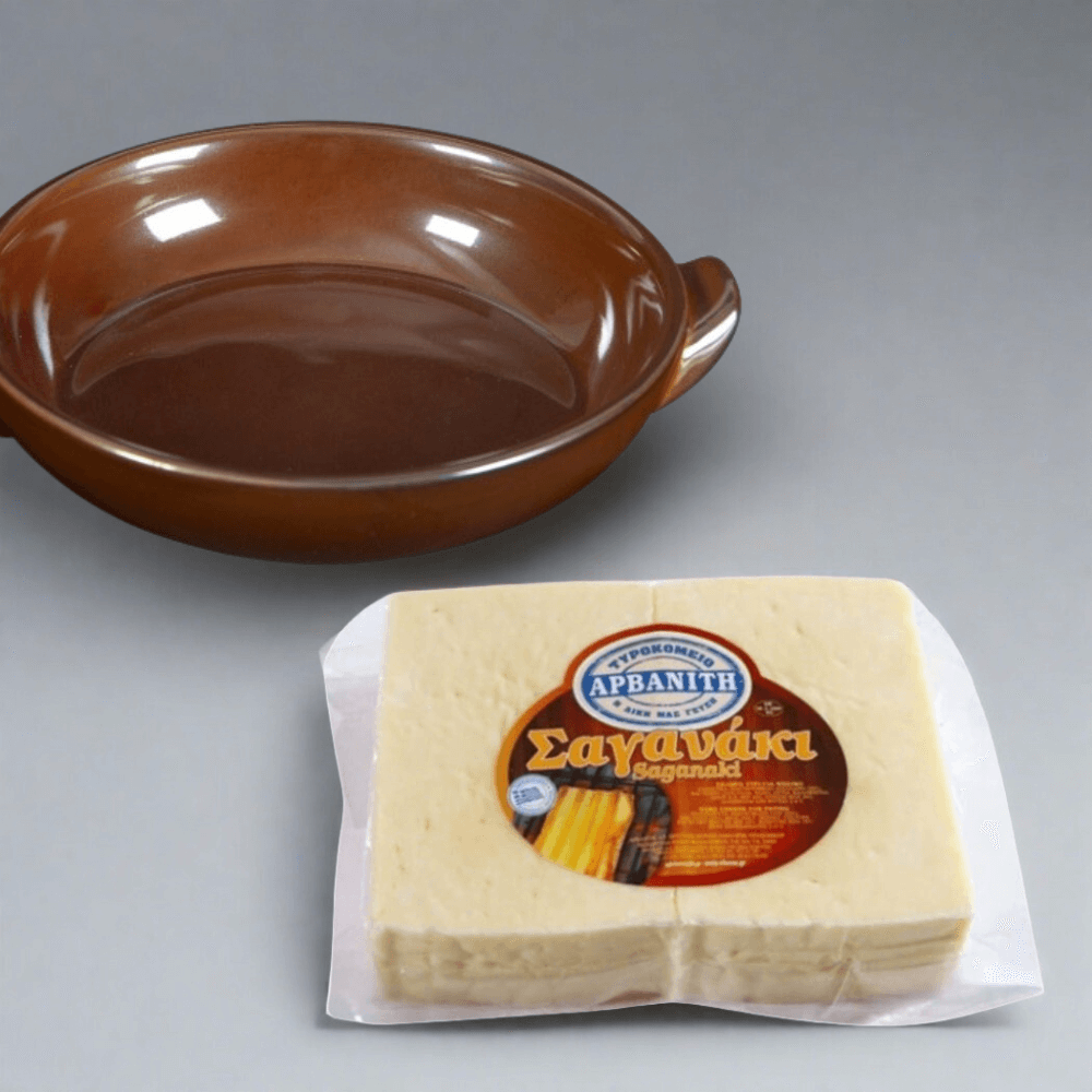 600g de Fromage Saganaki + Pot en porcelaine de 16cm de diamètre