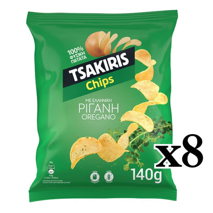 Tsakiris Chips with Oregano - 8 packs x 140g