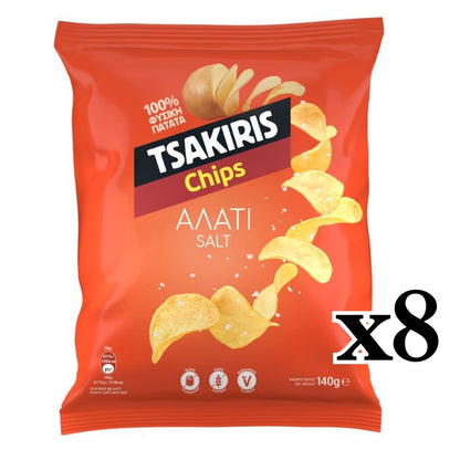 Tsakiris Chips with Salt - 8 packs x 140g