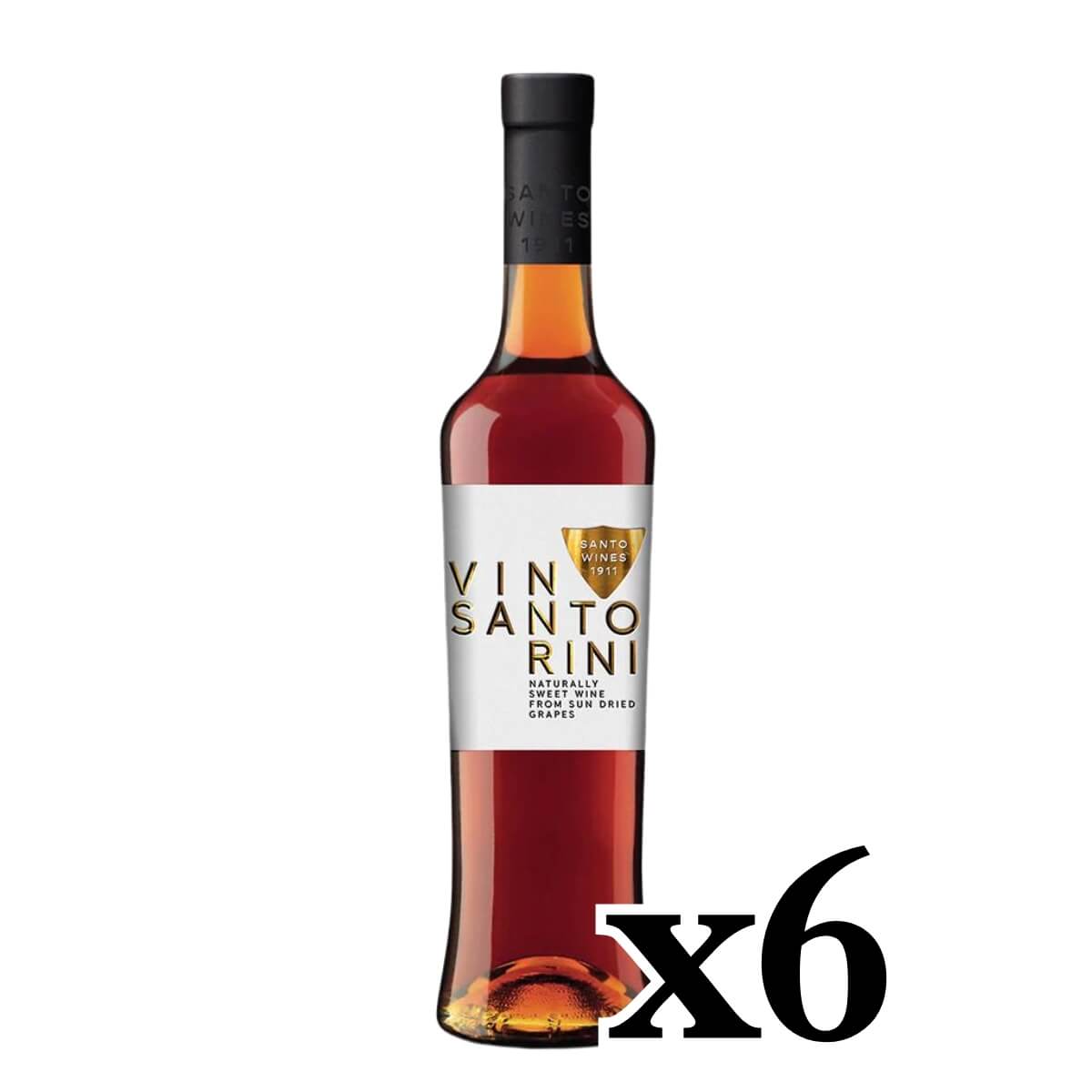 Süßer weißer Santorini gU Vinsanto aus Sonnengetrockneten Trauben - 6 Flaschen x 750ml